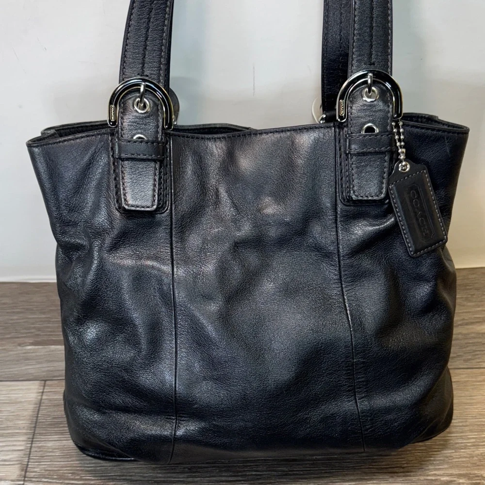 Coach Black Leather Tote Bag